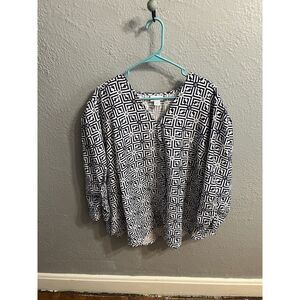 Liz Claiborne Top size 2X Purple And‎ White 3/4 Sleeve